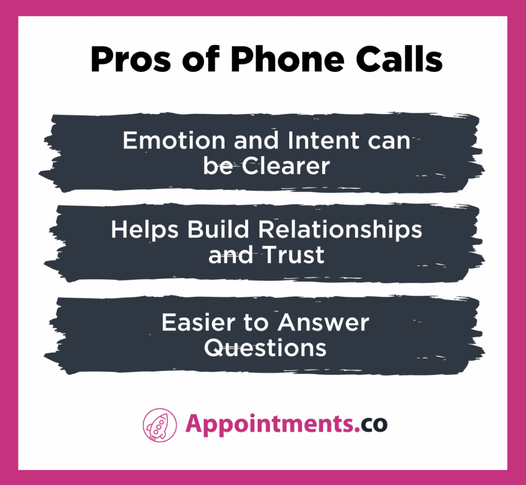 Email vs Phone call -  Pros of Phone Calls